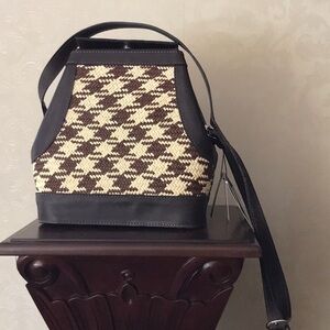 Leather & Straw Shoulder Bag